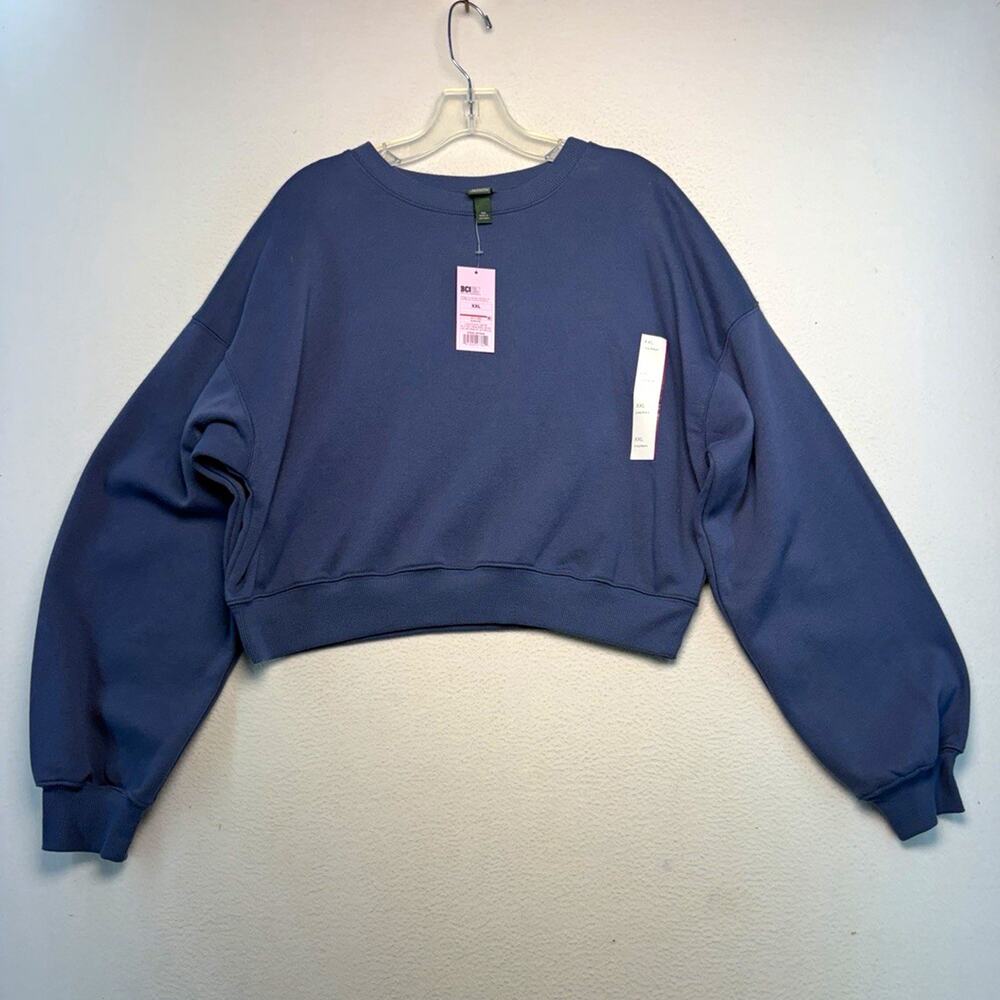 Wild Fable Women XXL Blue Cropped Crewneck cozy oversized Sweatshirt Streetwear